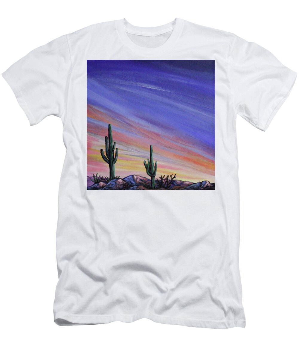 Desert T-Shirt featuring the painting Simple Desert Sunset Three by Lance Headlee