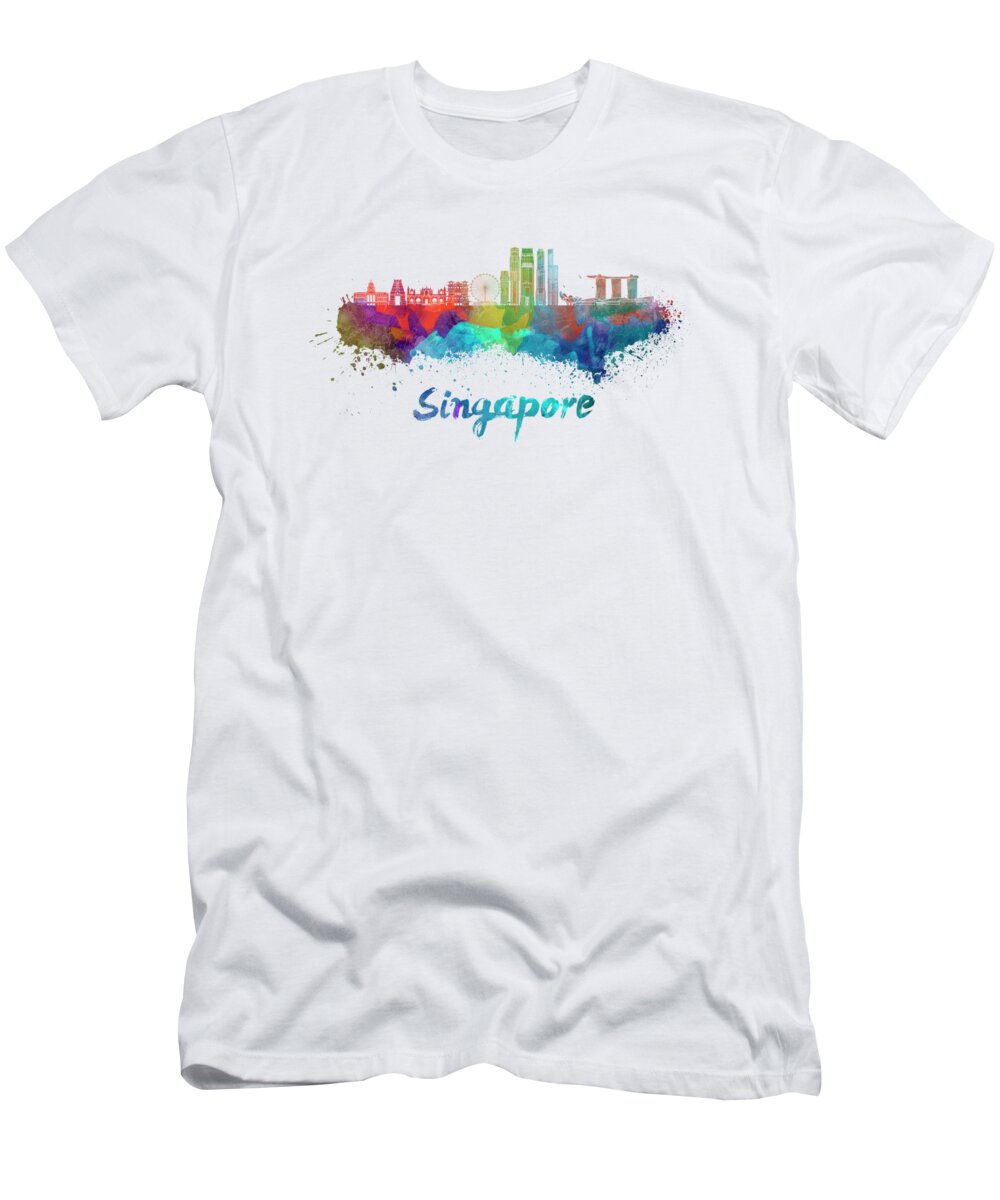 Dekoration Kamp kaste Singapore V2 skyline in watercolor T-Shirt by Pablo Romero - Fine Art  America