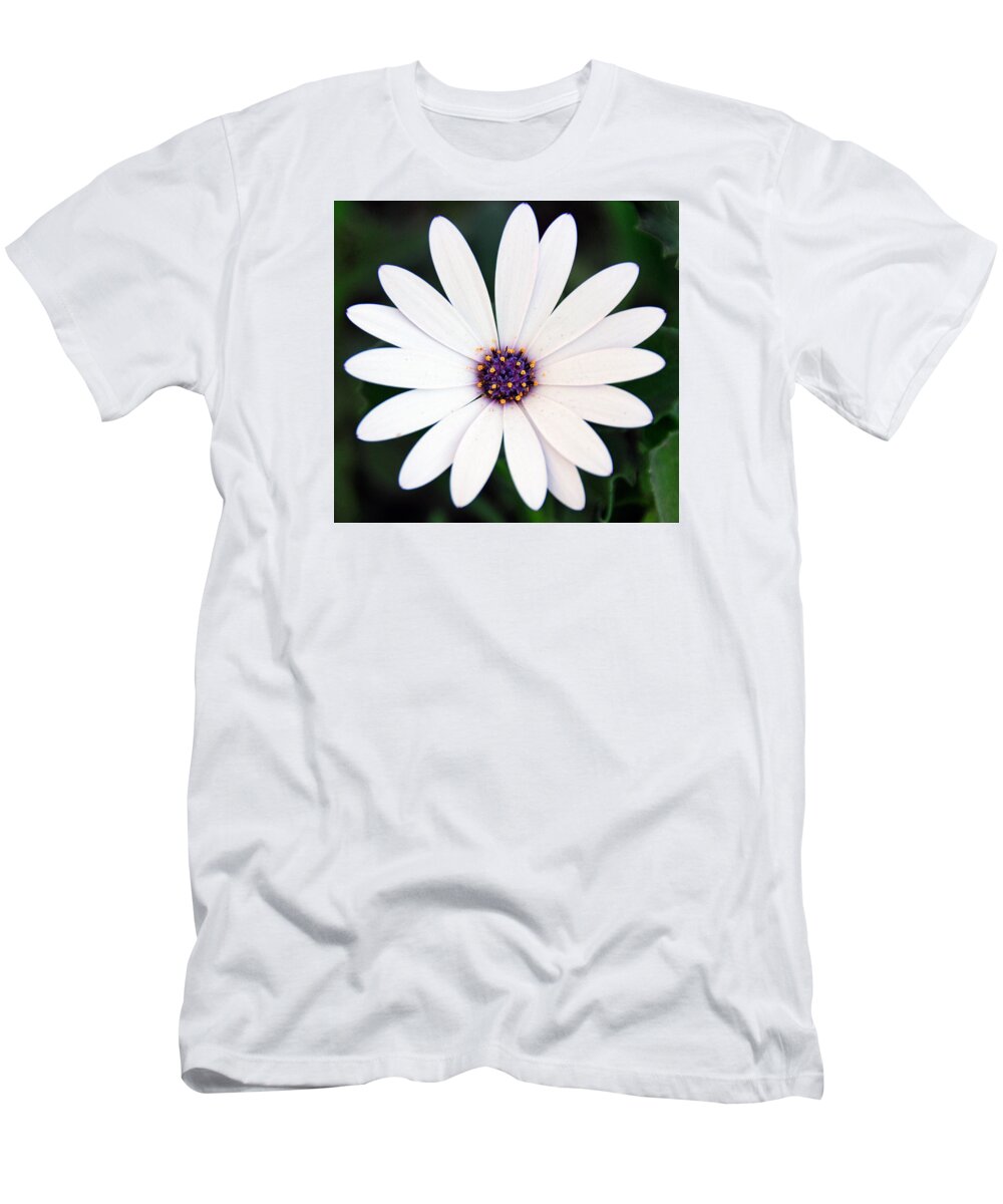 Daisy T-Shirt featuring the photograph Single White Daisy Macro by Georgiana Romanovna