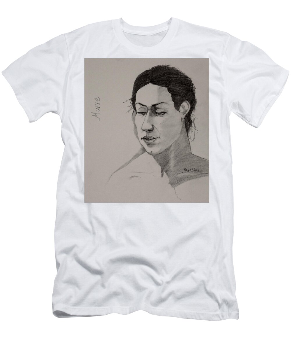 Female T-Shirt featuring the drawing Sketch for Marie 2 by Ray Agius