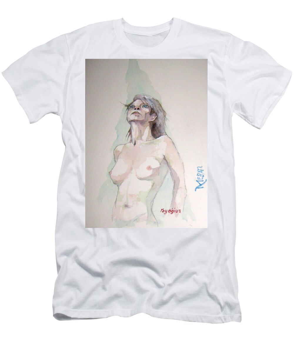 Female T-Shirt featuring the painting Sketch for Megan IV by Ray Agius