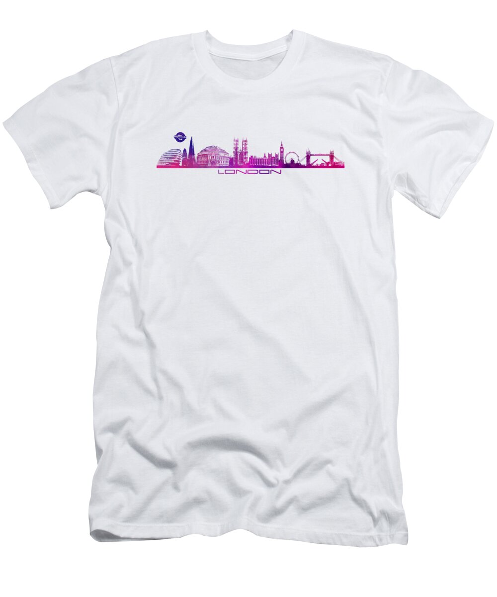 Skyline London T-Shirt featuring the digital art skyline city London purple by Justyna Jaszke JBJart
