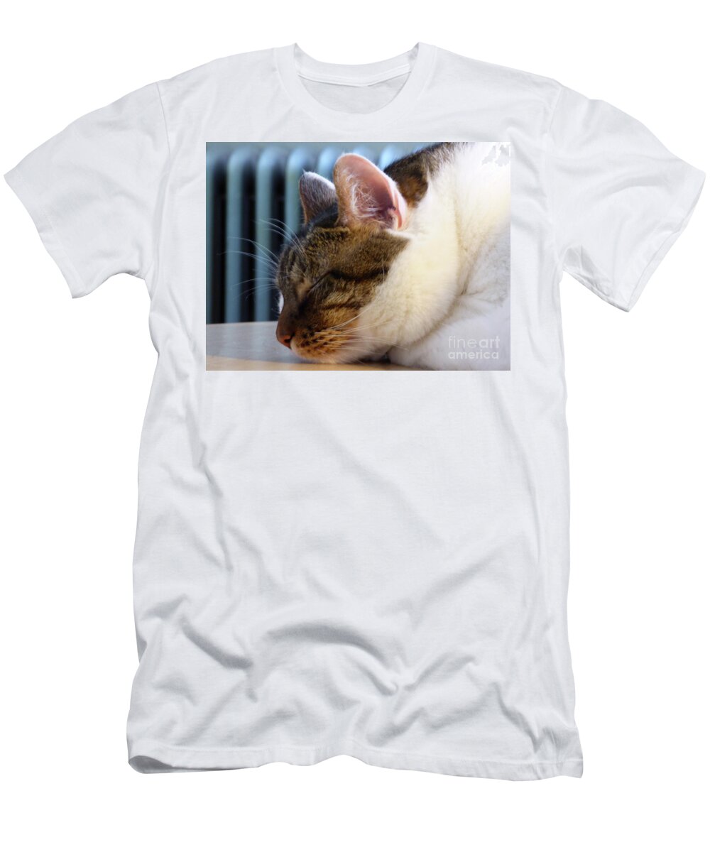 Cat T-Shirt featuring the photograph Sleeping Cat by Leara Nicole Morris-Clark