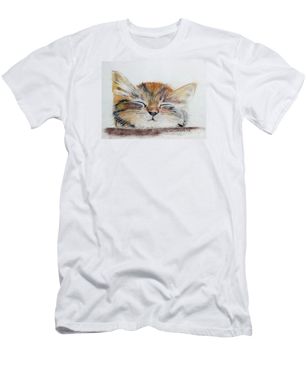 Kitten T-Shirt featuring the painting Sleepyhead by Marlene Schwartz Massey