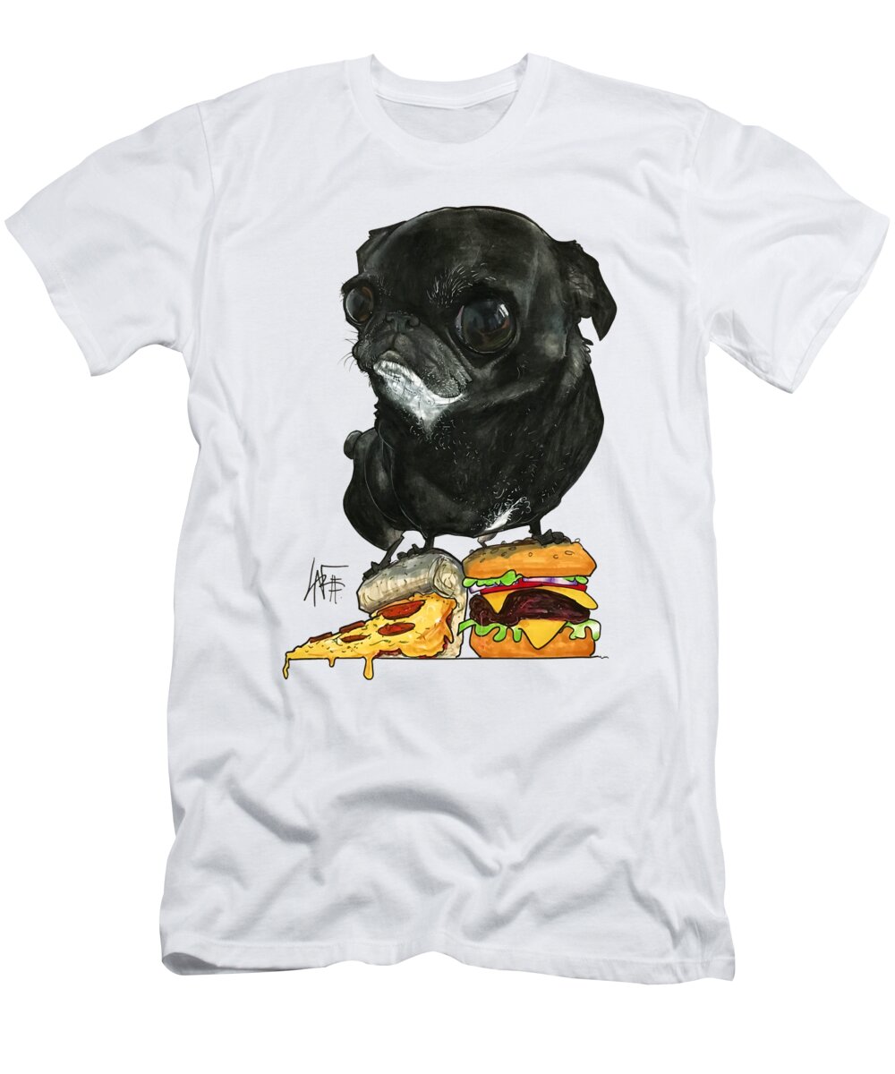 Pet Portrait T-Shirt featuring the drawing Smith 3298 by Canine Caricatures By John LaFree