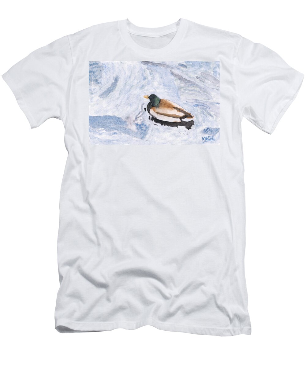 Watercolor T-Shirt featuring the painting Snake Lake Duck Sketch by Ken Powers