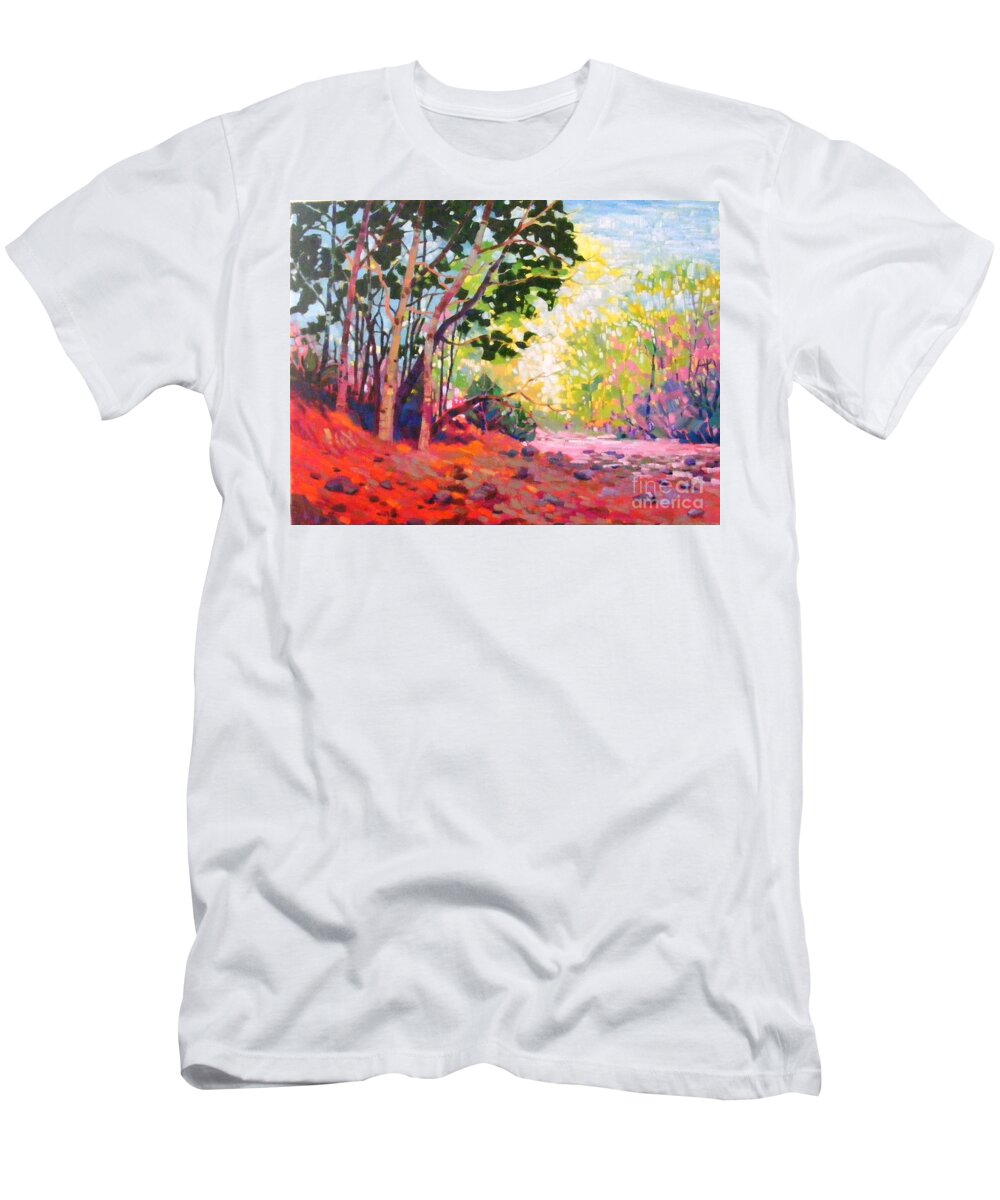 Landscape T-Shirt featuring the painting Snoqualmie Story by Celine K Yong