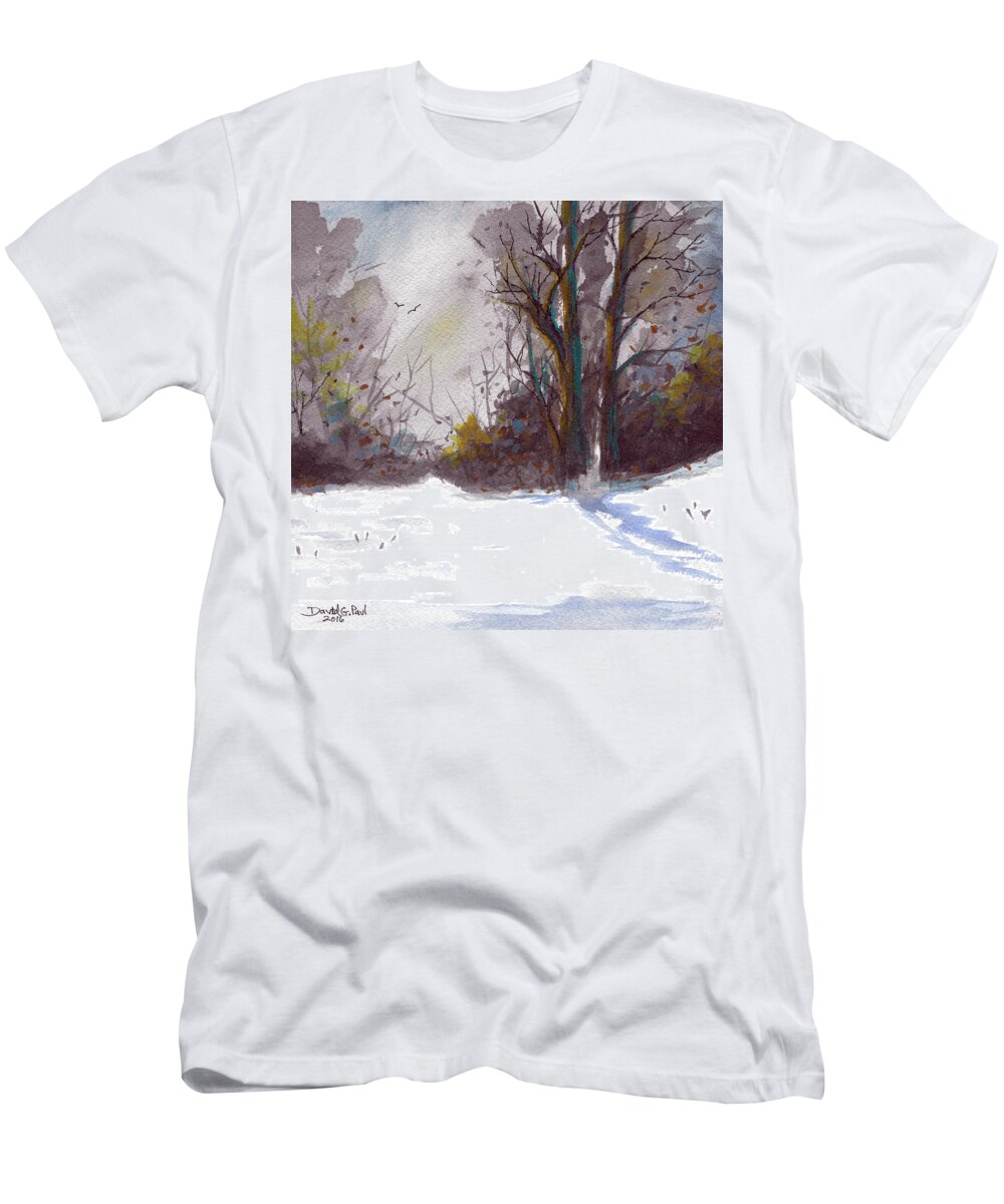 Snow T-Shirt featuring the painting Snow Day by David G Paul