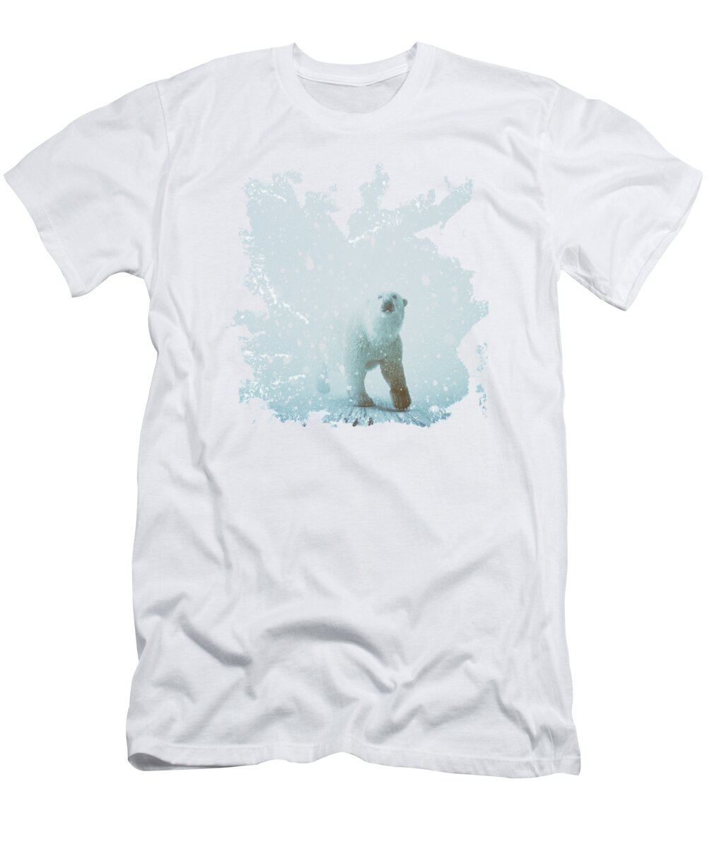 Polar Bear Winter Snow Predator Cold T-Shirt featuring the digital art Snow Patrol by Katherine Smit