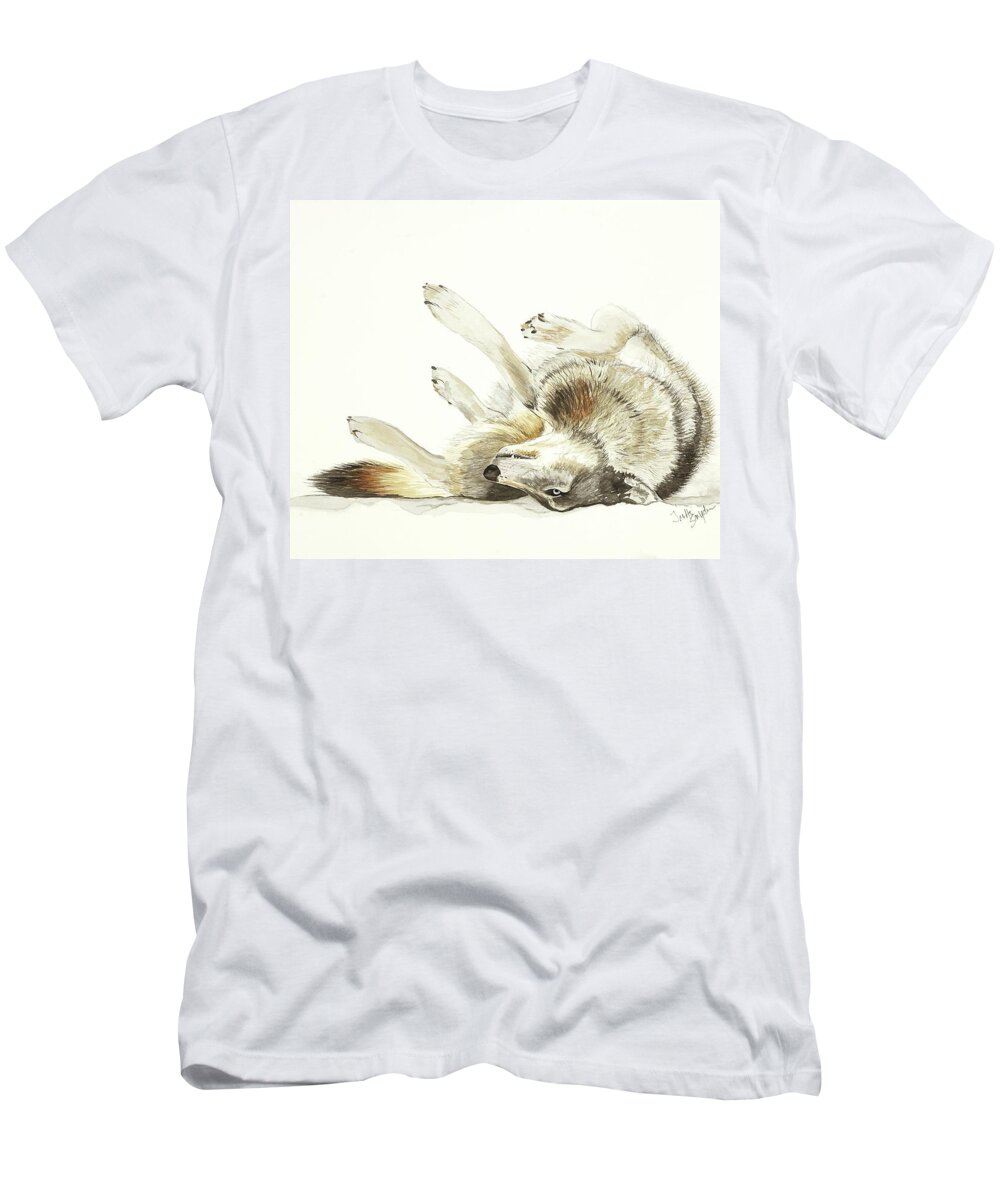 Joette Snyder T-Shirt featuring the painting Snow Play by Joette Snyder