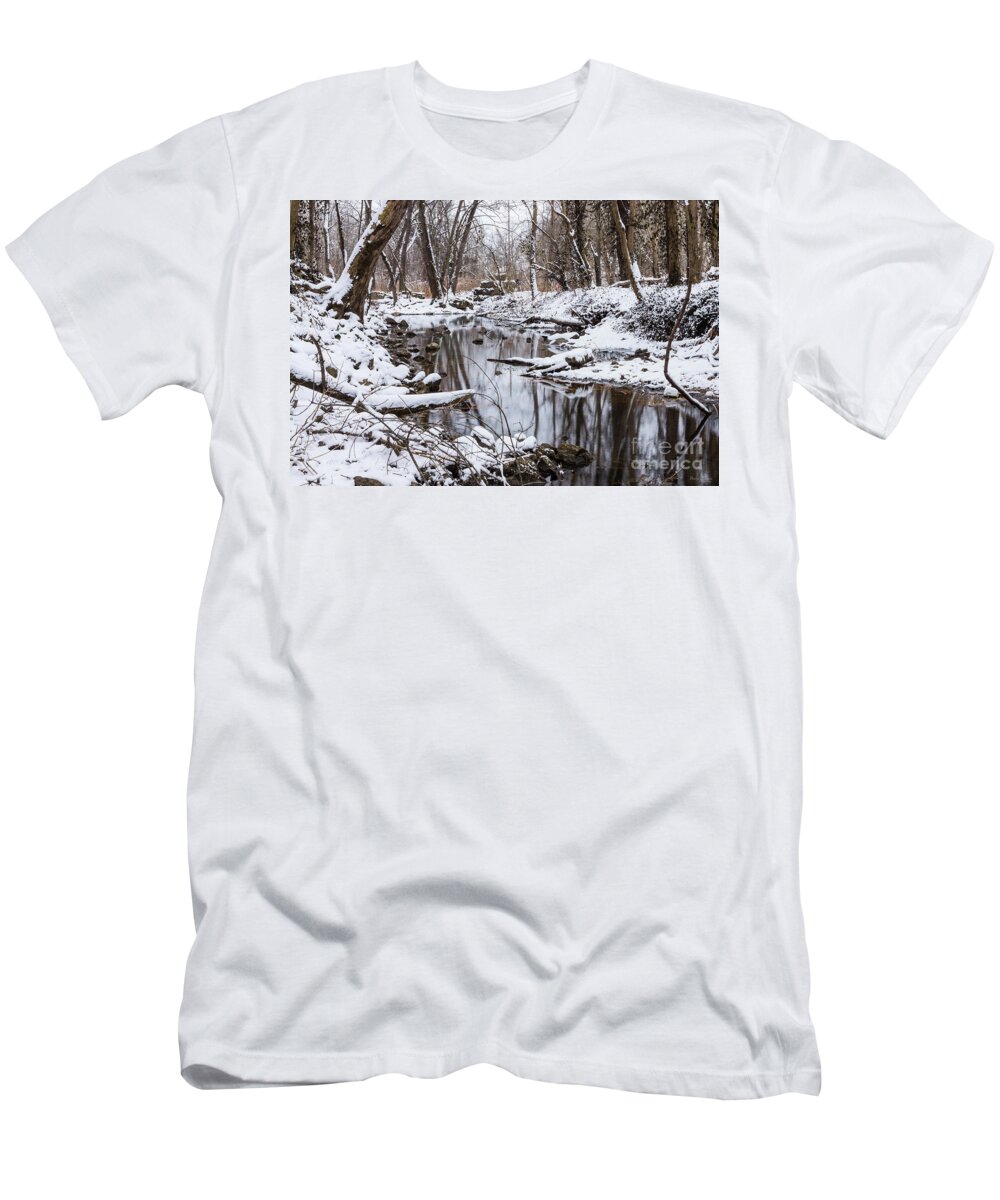 Winter T-Shirt featuring the photograph Snow Riverside by Jennifer White