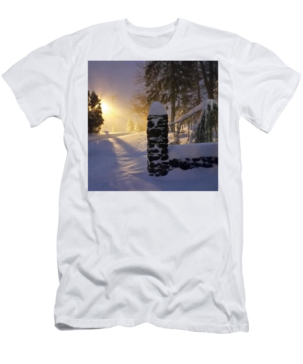 Snow T-Shirt featuring the photograph Snow Storm by Street Light by Vic Ritchey