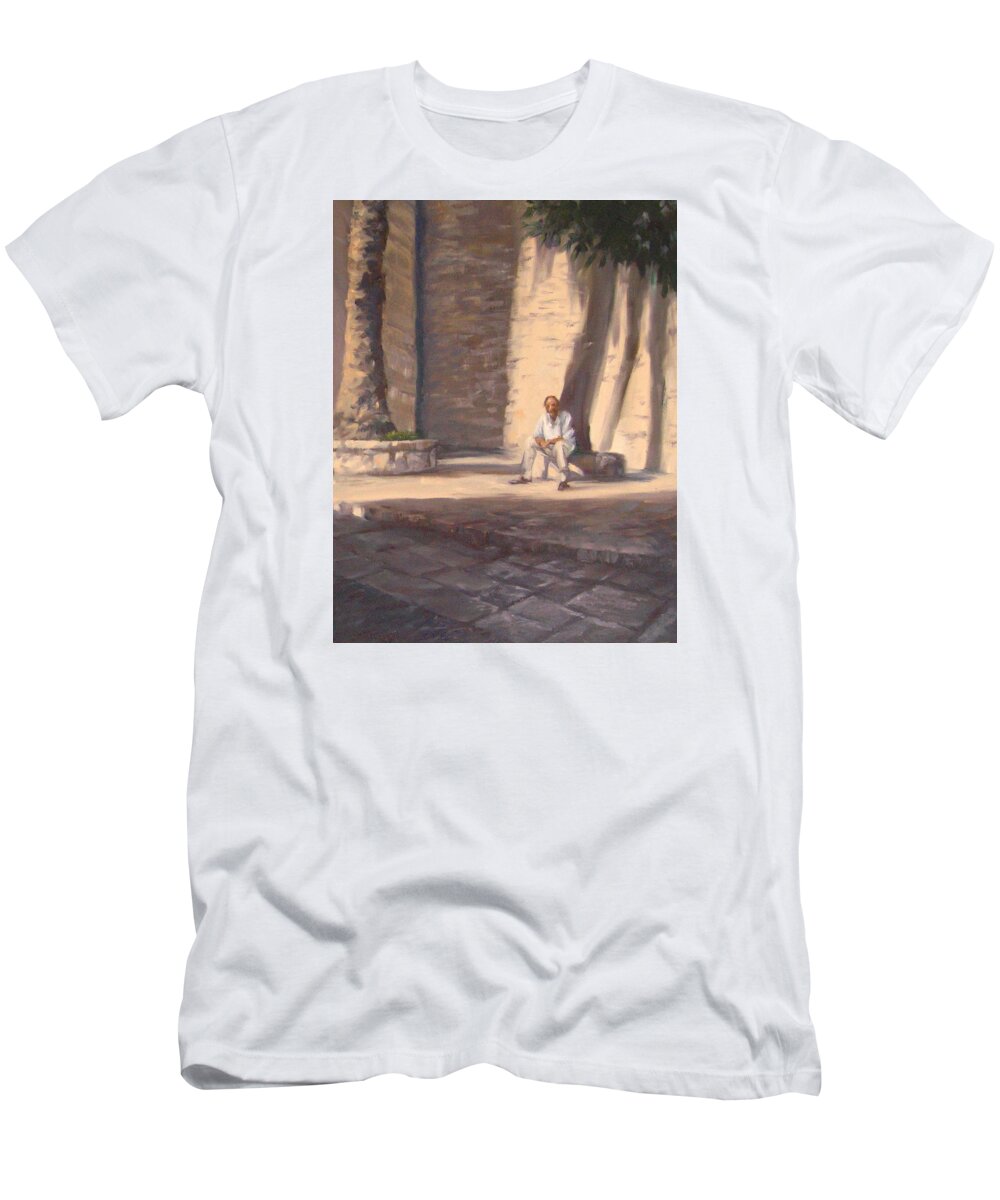France T-Shirt featuring the painting Soaking Up the Autumn Sun by Connie Schaertl