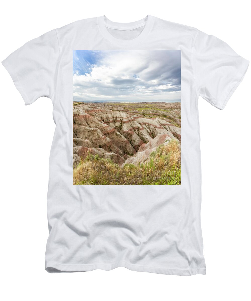 Badlands T-Shirt featuring the photograph Solitary Road by Karen Jorstad