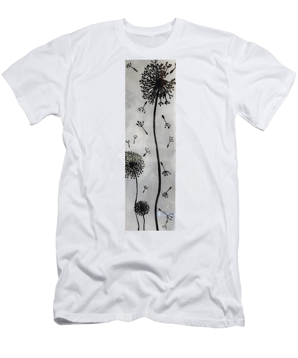Dandelions T-Shirt featuring the mixed media Some See a Weed by Melissa Torres