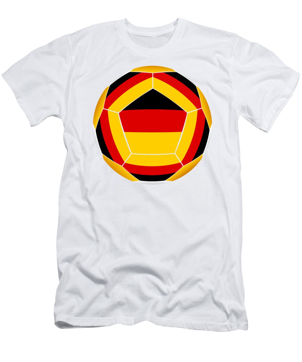German T-Shirt featuring the digital art Soocer ball with Germany flag by Michal Boubin