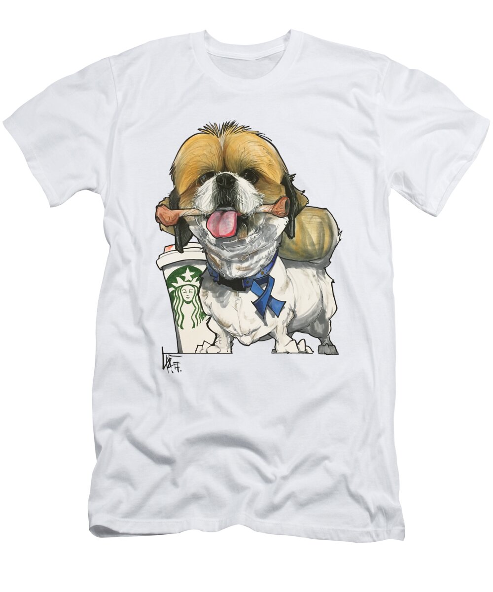 Pet Portrait T-Shirt featuring the drawing Sorenson 3107 by Canine Caricatures By John LaFree