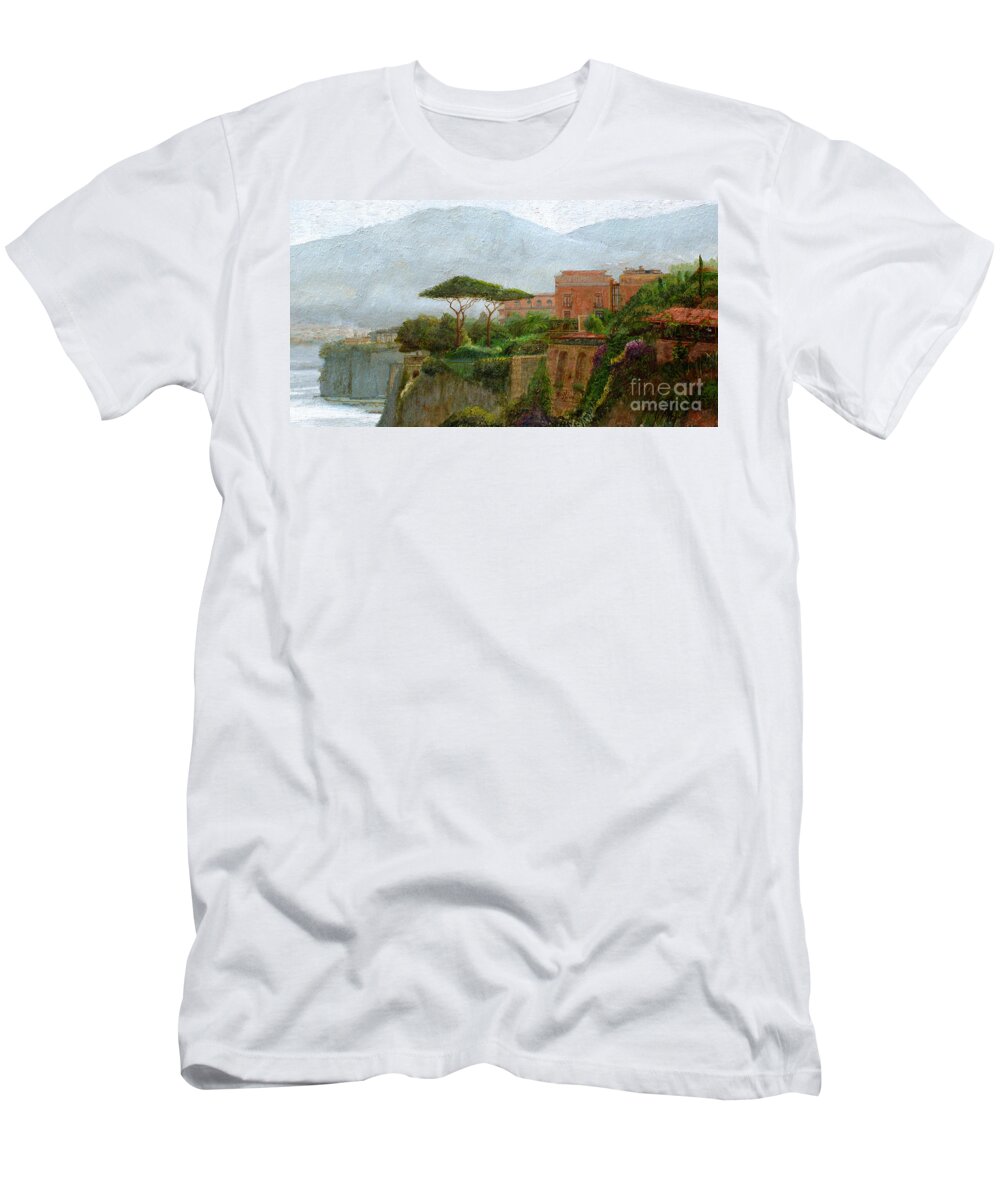 Amalfi Coast T-Shirt featuring the painting Sorrento Albergo by Trevor Neal