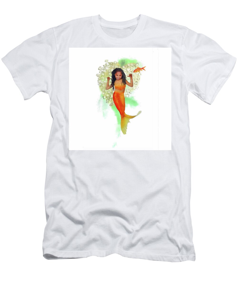 Mermaid T-Shirt featuring the digital art South African Mermaid by Frances Miller