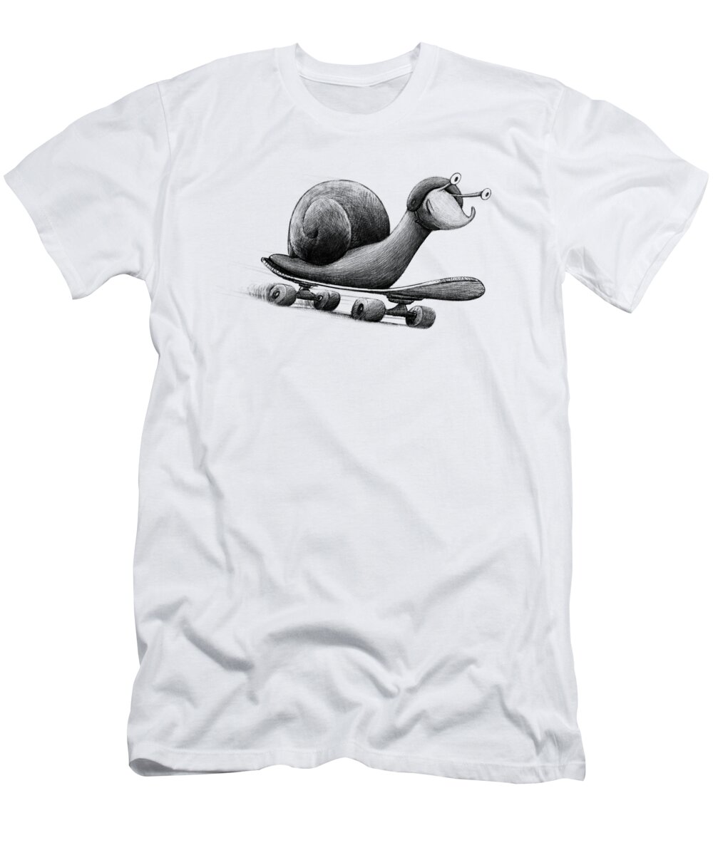 Snail T-Shirt featuring the digital art Speedy by Michael Ciccotello
