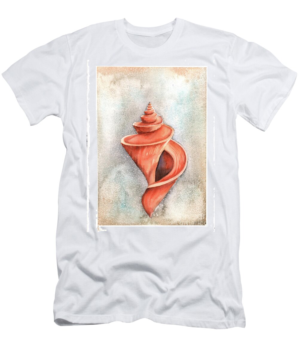 Seashell T-Shirt featuring the painting Spiral Shell by Hilda Wagner