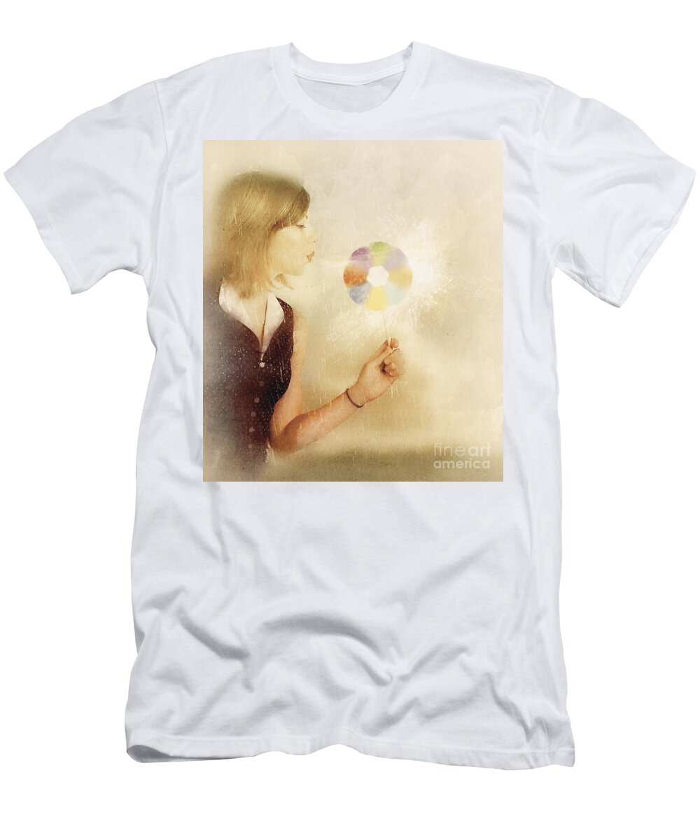 Woman T-Shirt featuring the photograph Spiritual woman channelling her soul energy by Jorgo Photography