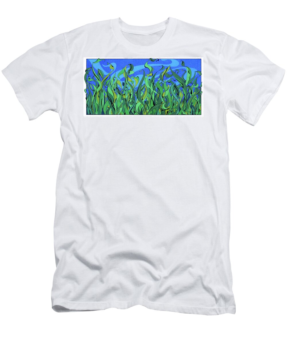 Grass T-Shirt featuring the drawing Splendor In The Grass by Michele Sleight