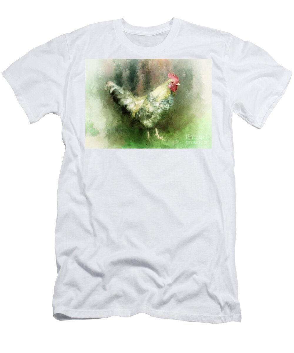 Chicken T-Shirt featuring the digital art Spring Chicken by Lois Bryan