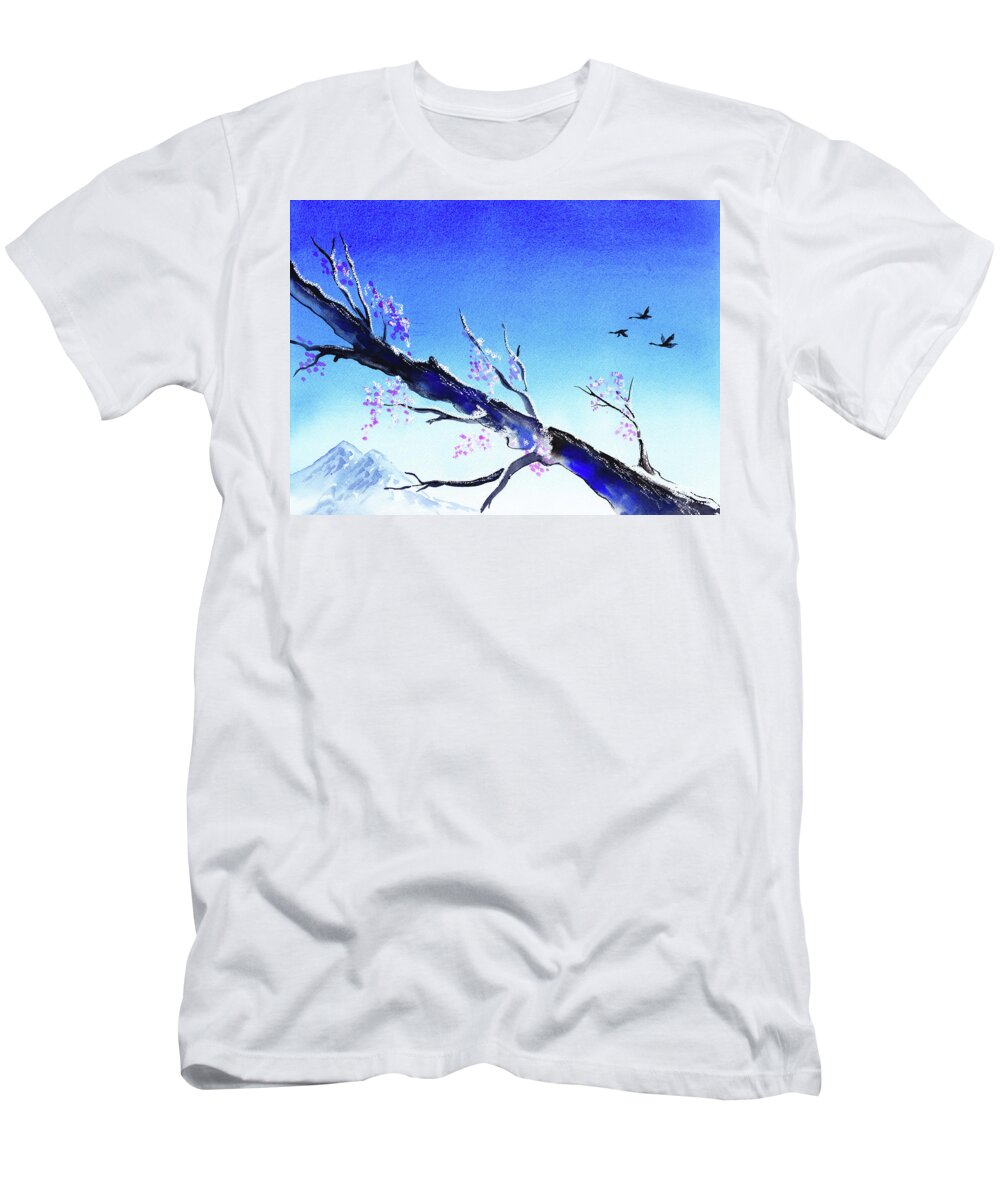 Blue T-Shirt featuring the painting Spring In The Mountains by Irina Sztukowski