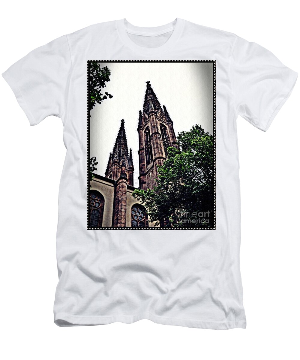 Church T-Shirt featuring the photograph St Boniface Church Towers  by Sarah Loft