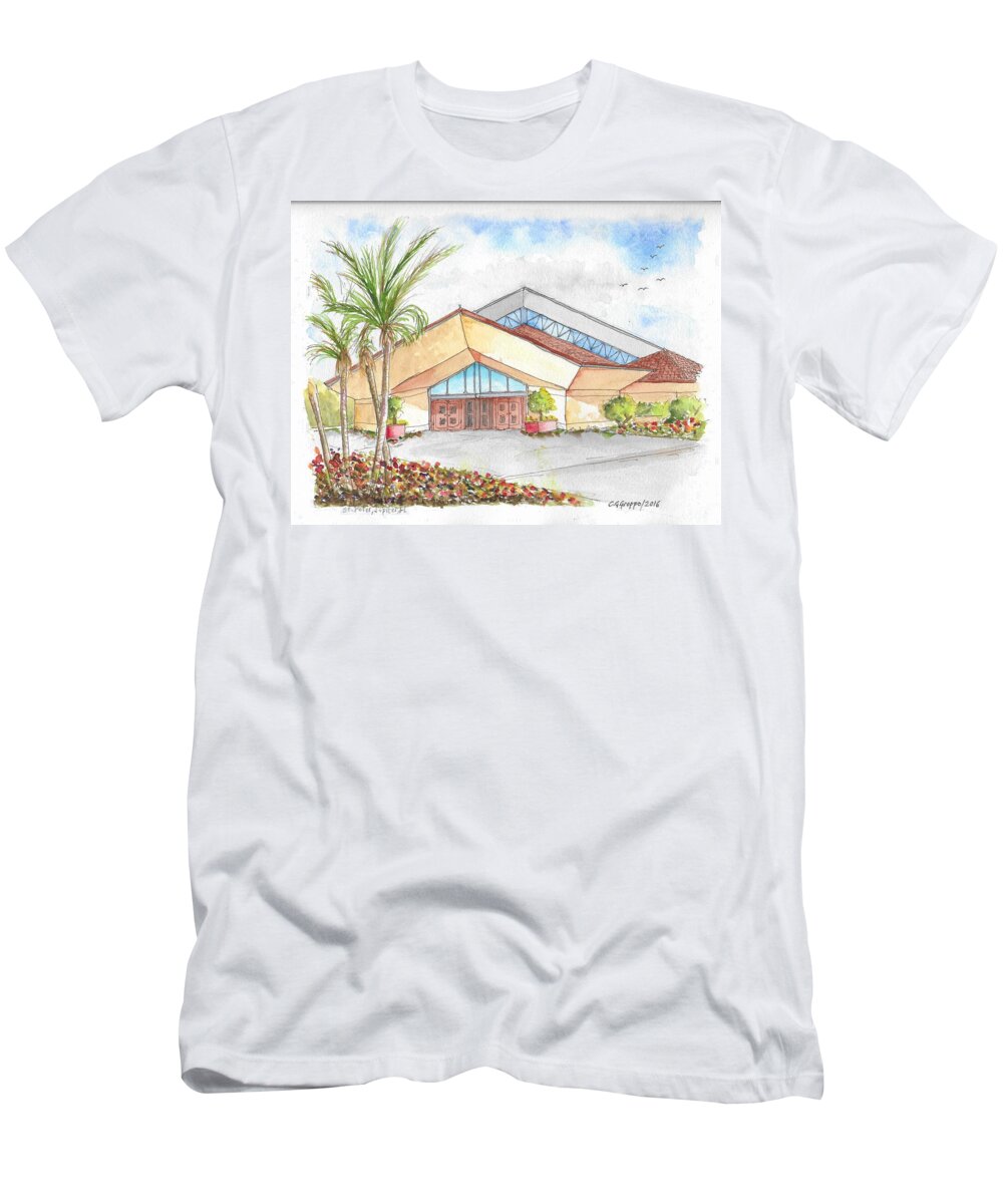 St. Peter Catholic Church T-Shirt featuring the painting St. Peter's Catholic Church, Jupiter, Florida by Carlos G Groppa