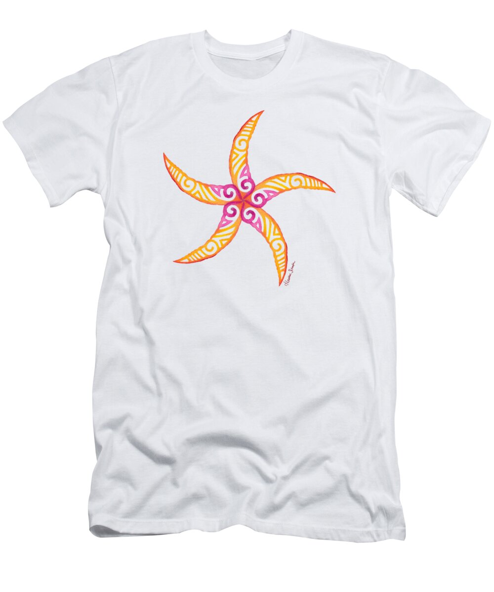 Ocean T-Shirt featuring the drawing Starfish by Heather Schaefer