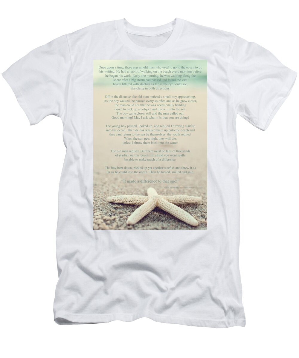 Starfish Make A Difference Vintage T-Shirt featuring the photograph Starfish Make A Difference Vintage by Terry DeLuco