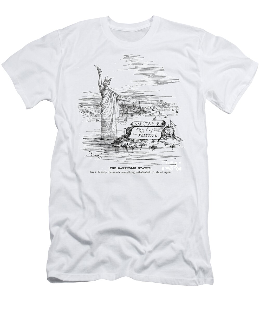 1884 T-Shirt featuring the photograph Statue Of Liberty Cartoon by Granger