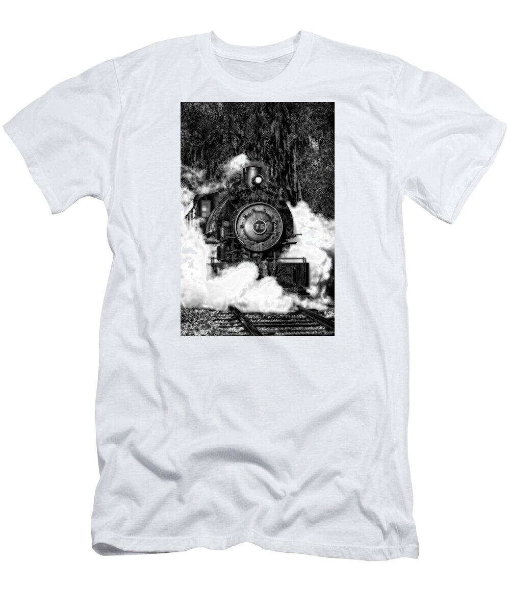 Steam T-Shirt featuring the photograph Steam Engine Jan 2016 in HDR by Michael White