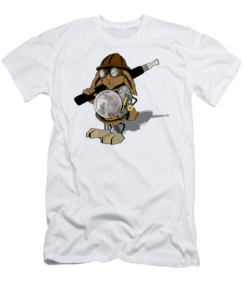 Steam T-Shirt featuring the digital art Steam Rabbit by Lee Winter