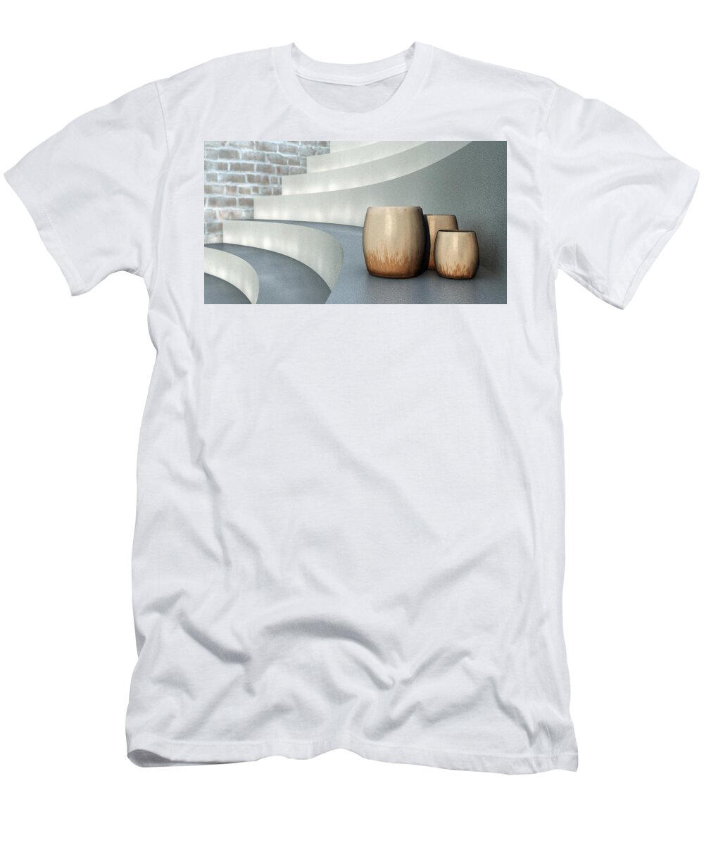 Architectural Elements T-Shirt featuring the digital art Stepping Back by Richard Rizzo