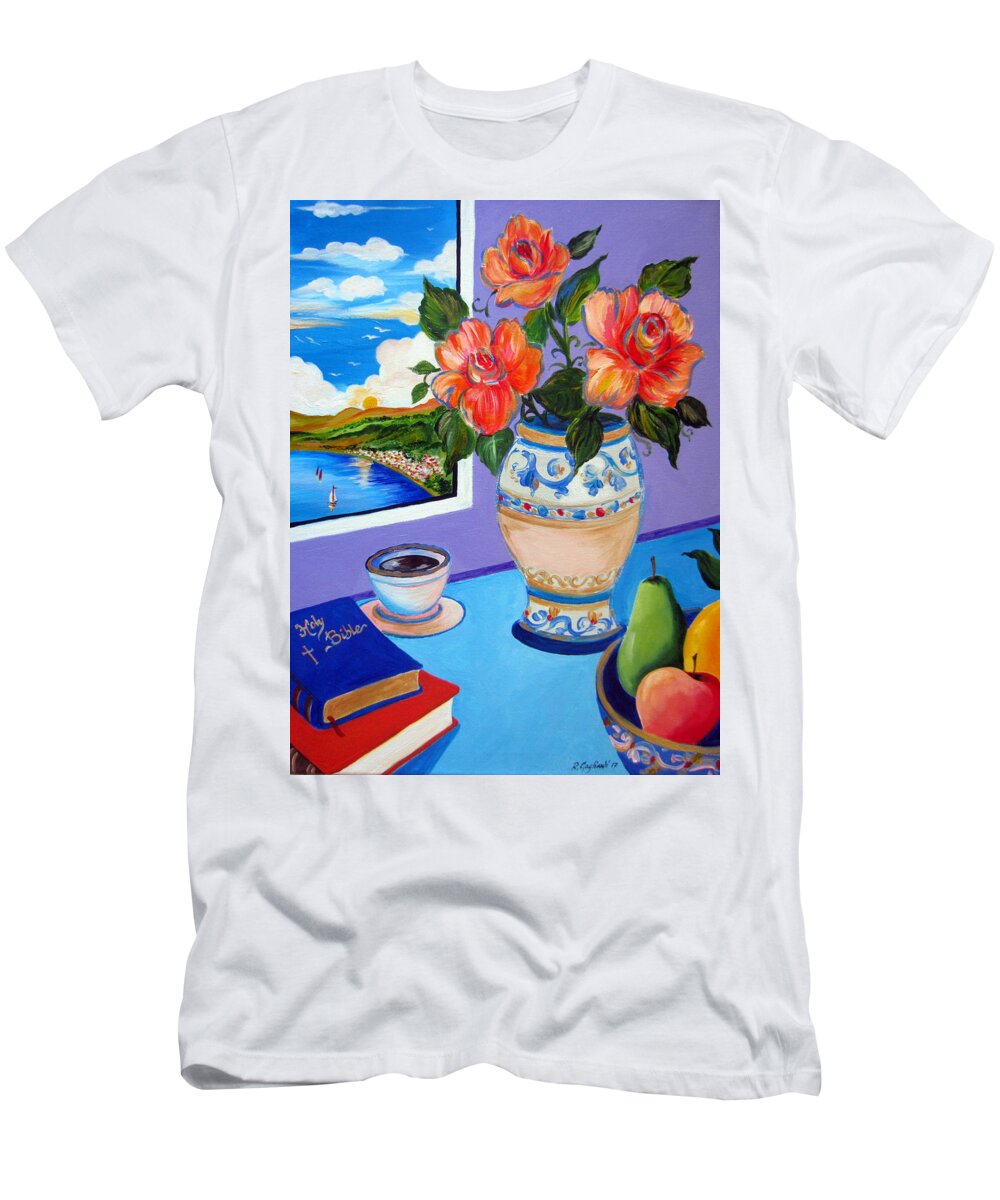 Still Life T-Shirt featuring the painting Still life with Holy Bible by Roberto Gagliardi