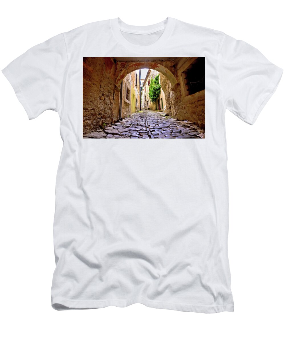 Groznjan T-Shirt featuring the photograph Stone town of Groznjan old street by Brch Photography