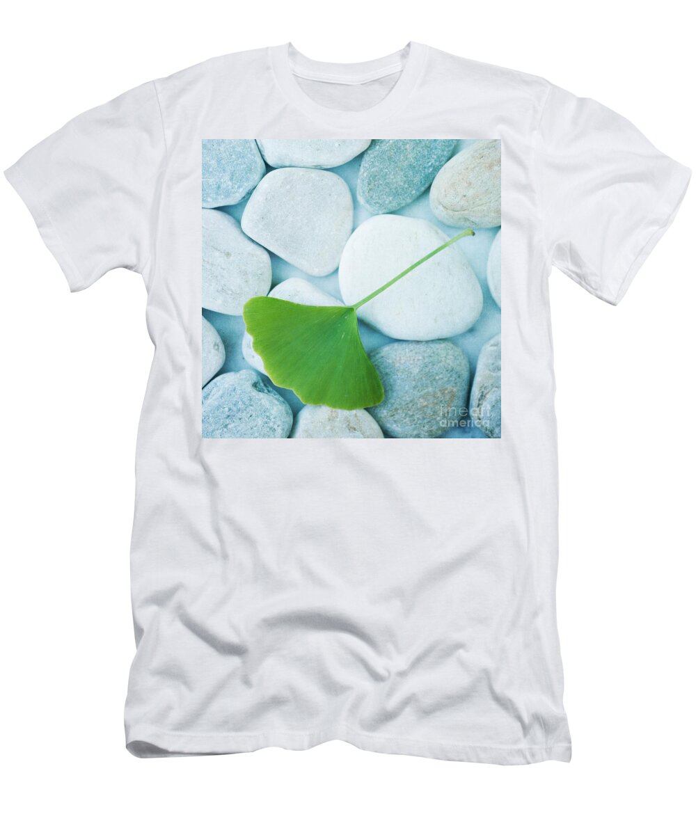 Priska Wettstein T-Shirt featuring the photograph Stones And A Gingko Leaf by Priska Wettstein
