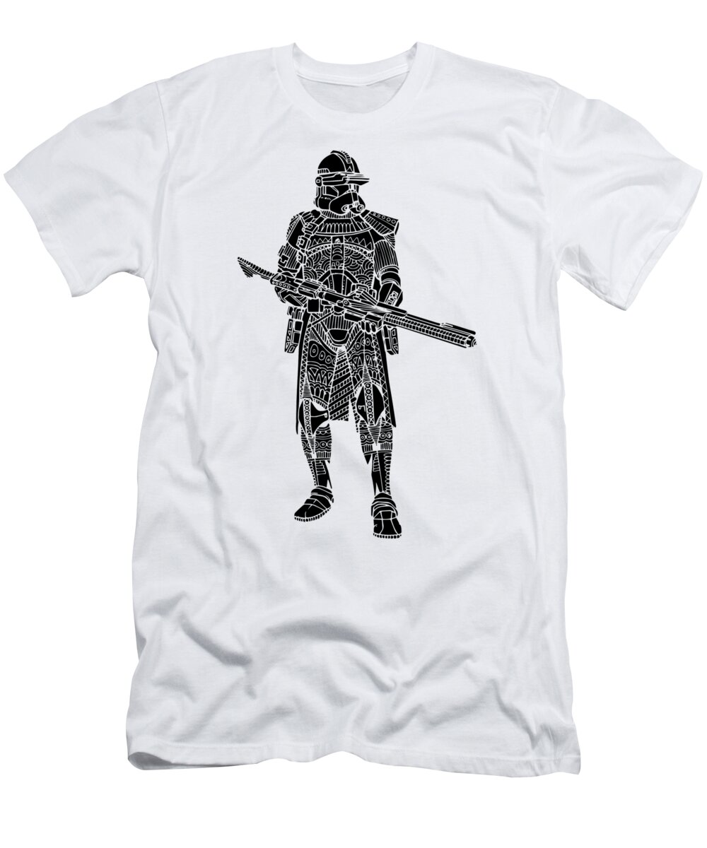 Stormtrooper T-Shirt featuring the mixed media Stormtrooper Samurai - Star Wars Art - Black by Studio Grafiikka