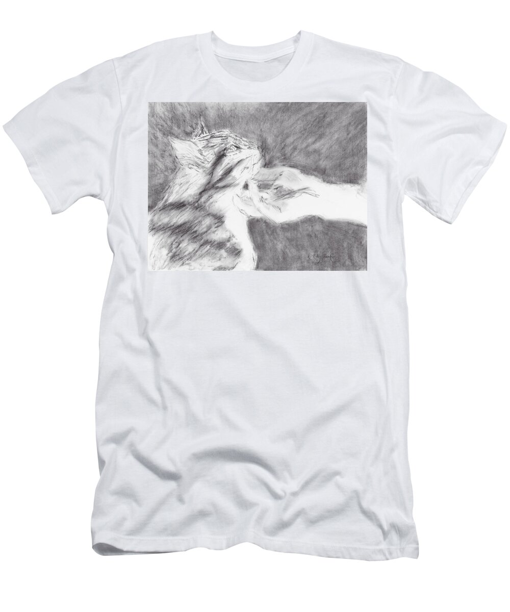 Cat T-Shirt featuring the drawing Study for Sweet Spot by Kathryn Riley Parker