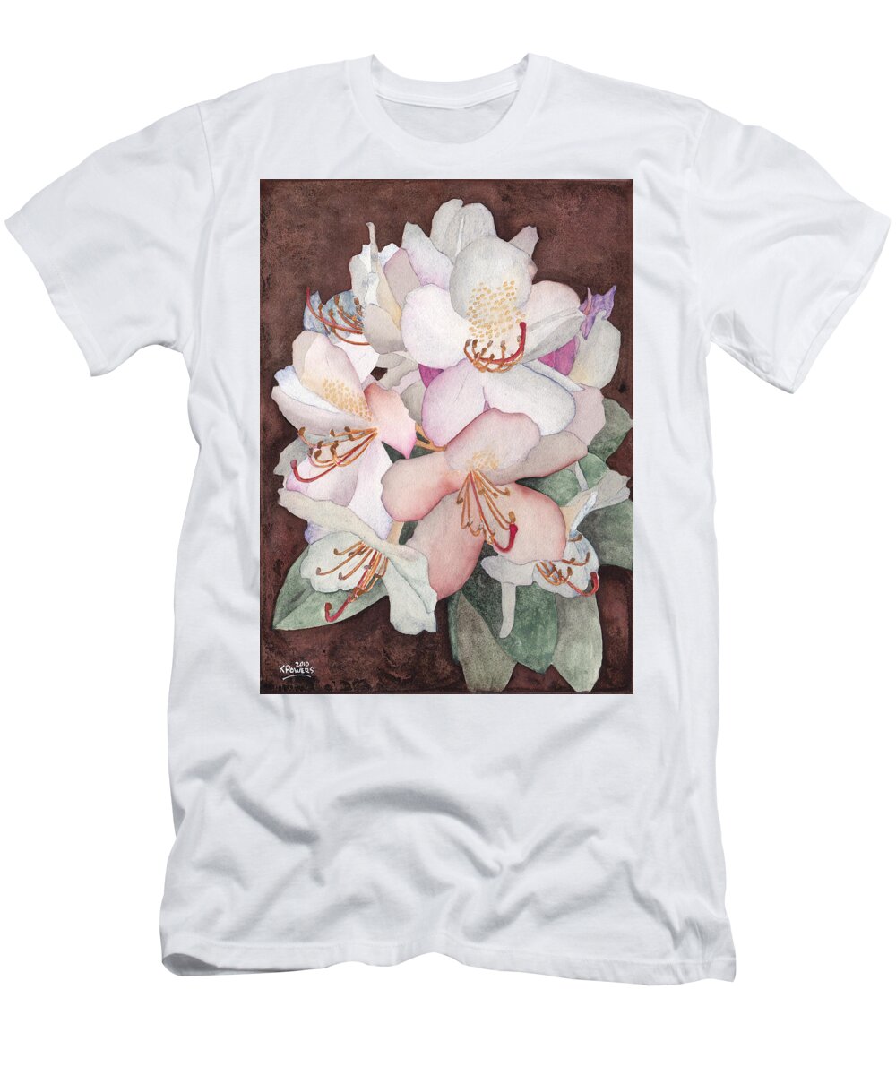 Rhodie T-Shirt featuring the painting Stylized Rhododendron by Ken Powers