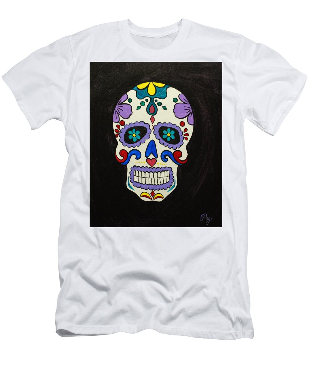 Sugar Skull T-Shirt featuring the painting Sugar Skull by Emily Page