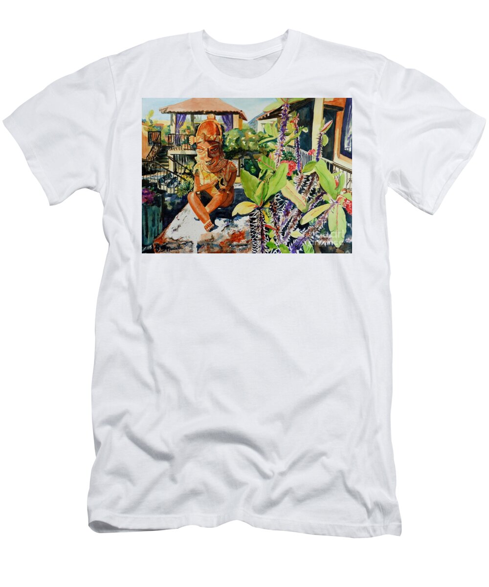 Landscape T-Shirt featuring the painting Sun Bathed Aztec Reflection by Sonia Mocnik