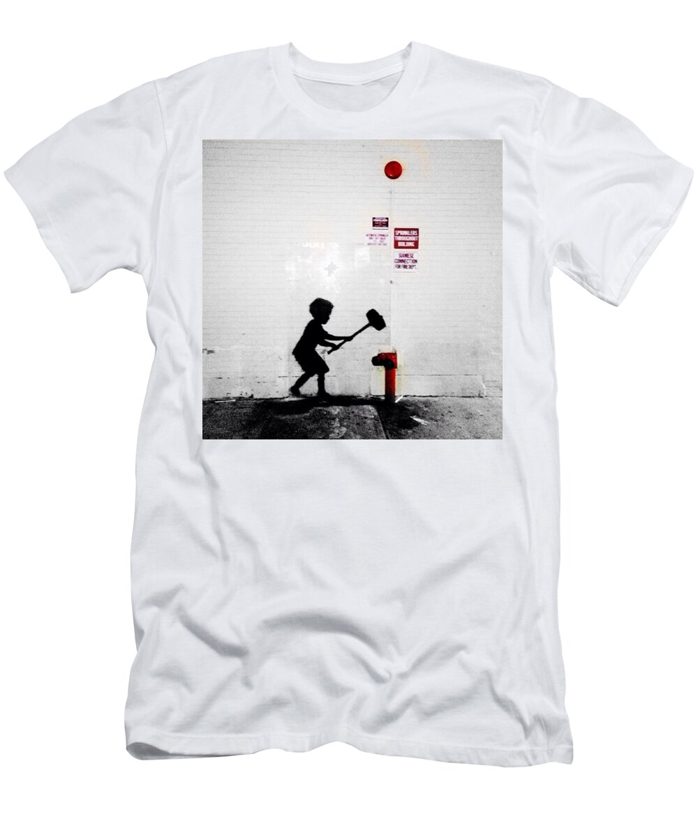 Banksy T-Shirt featuring the photograph Sunday's #banksy #betteroutthanin by Allan Piper