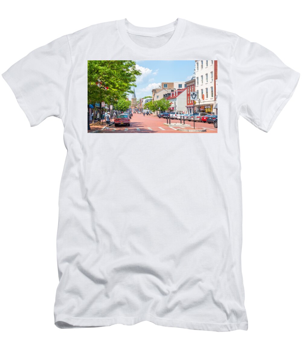 Landscape T-Shirt featuring the photograph Sunny Day on Main by Charles Kraus