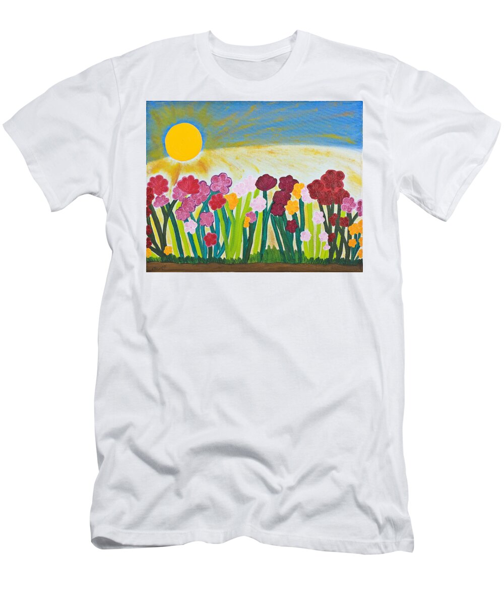 Oil T-Shirt featuring the painting Sunny Garden by Hagit Dayan