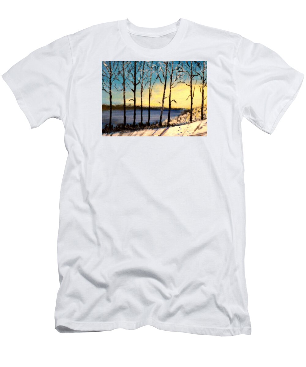 Sweden T-Shirt featuring the painting Sunrise in Sweden by Katy Hawk
