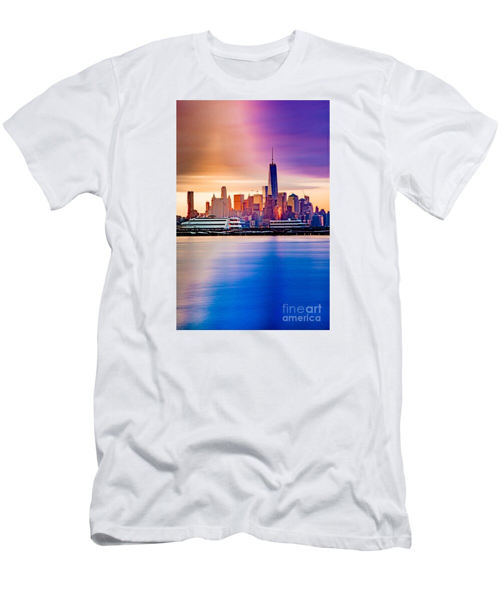 Sunrise T-Shirt featuring the photograph Sunrise on Freedom by Jim DeLillo